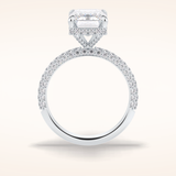 3.99 CT Emerald Shaped Hidden Halo & Pave Moissanite Engagement Ring