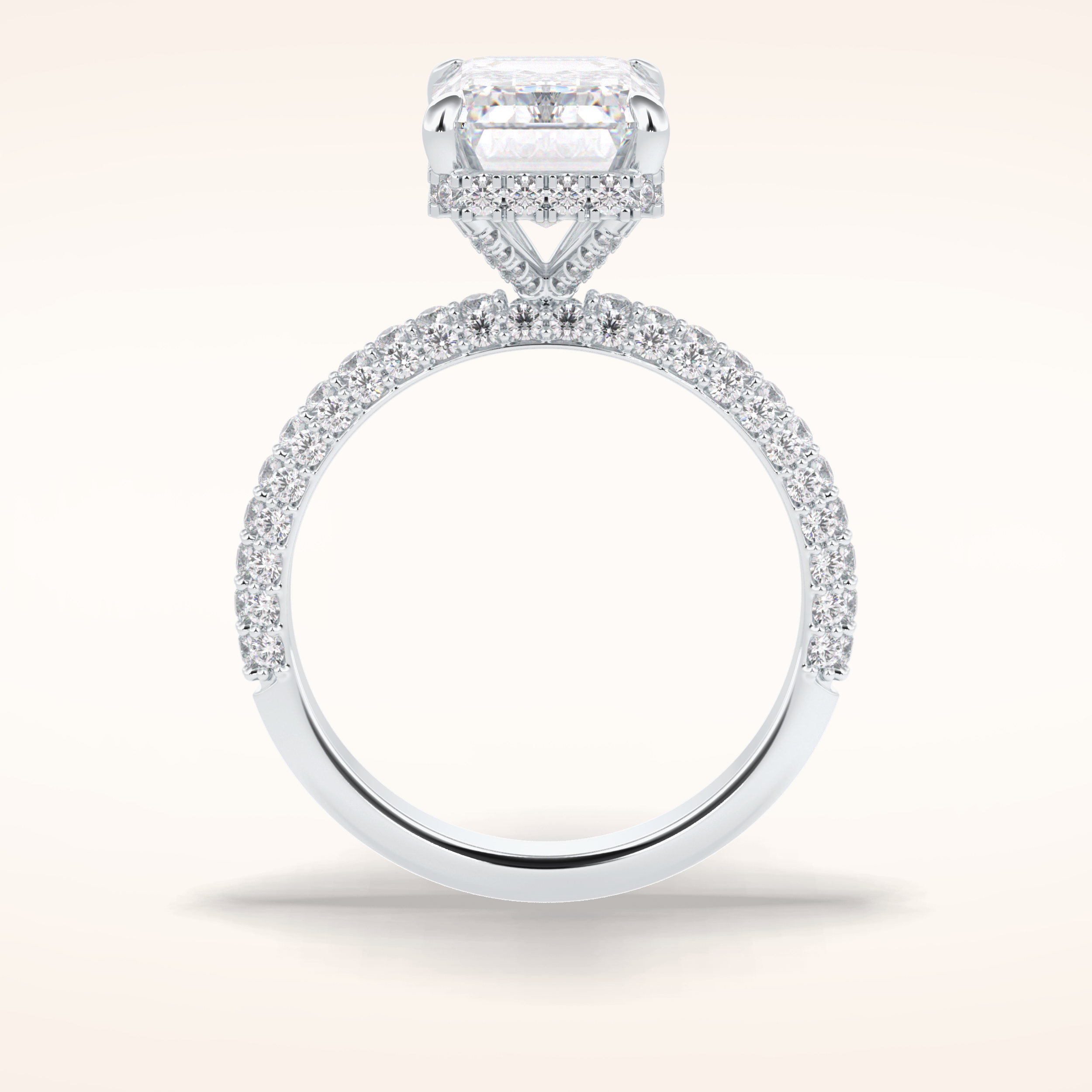 3.99 CT Emerald Shaped Hidden Halo & Pave Moissanite Engagement Ring