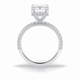 3.99 CT Emerald Cut Hidden Halo & Pave Style Moissanite Engagement Rings