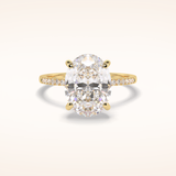 3.54 CT Oval Shaped Hidden Halo & Pave Moissanite Engagement Ring