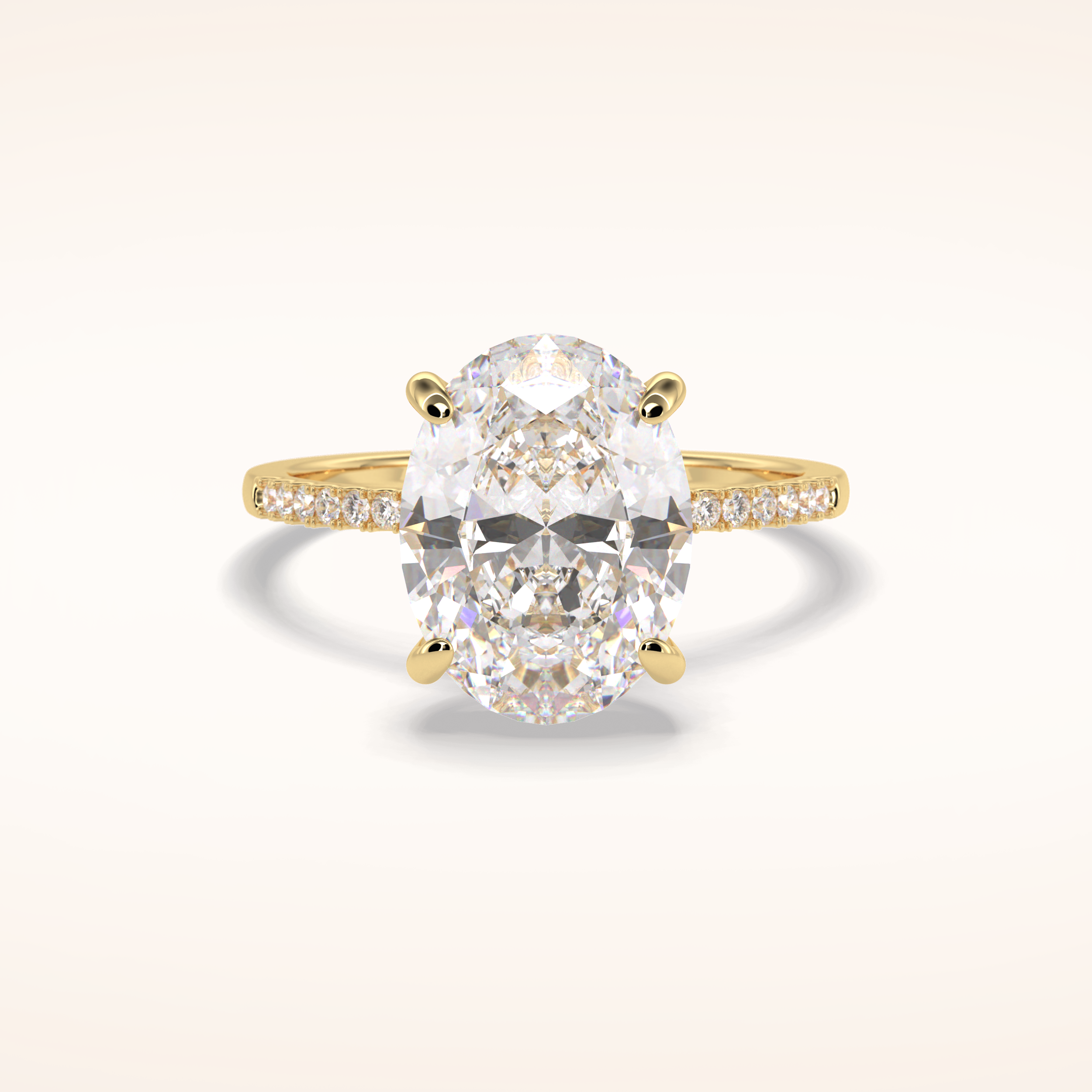 3.54 CT Oval Shaped Hidden Halo & Pave Moissanite Engagement Ring