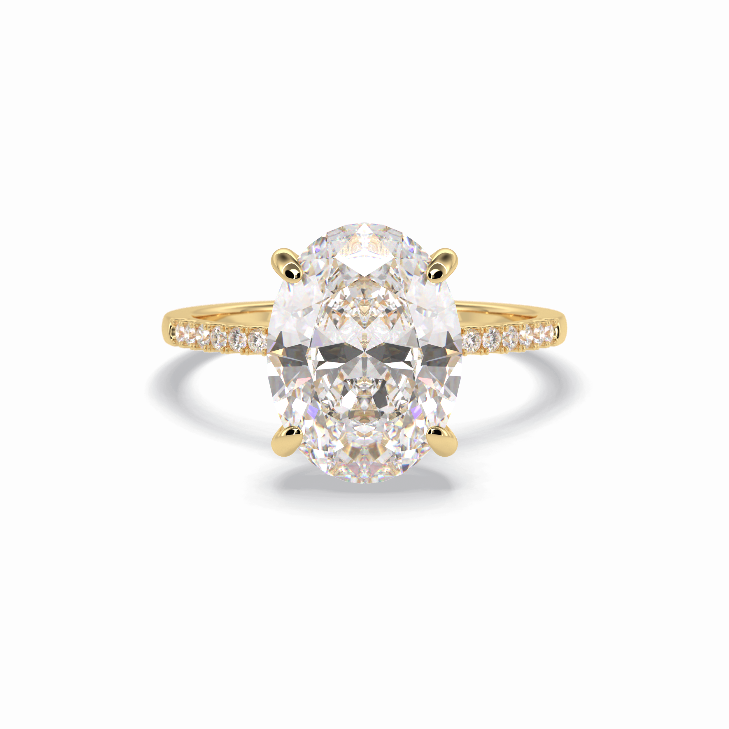 Oval Cut Hidden Halo & Pave Lab Grown Diamond Engagement Ring