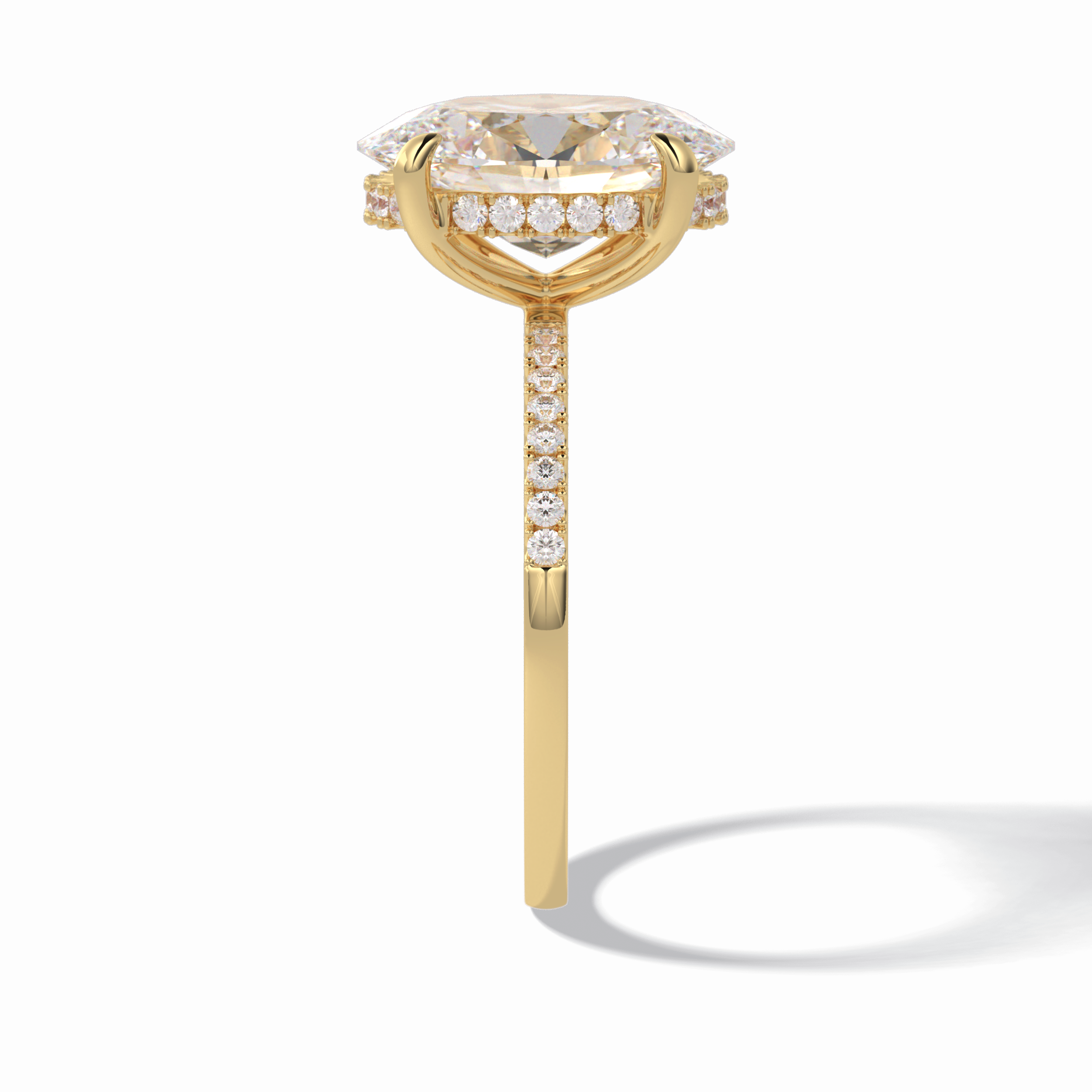 Oval Cut Hidden Halo & Pave Lab Grown Diamond Engagement Ring