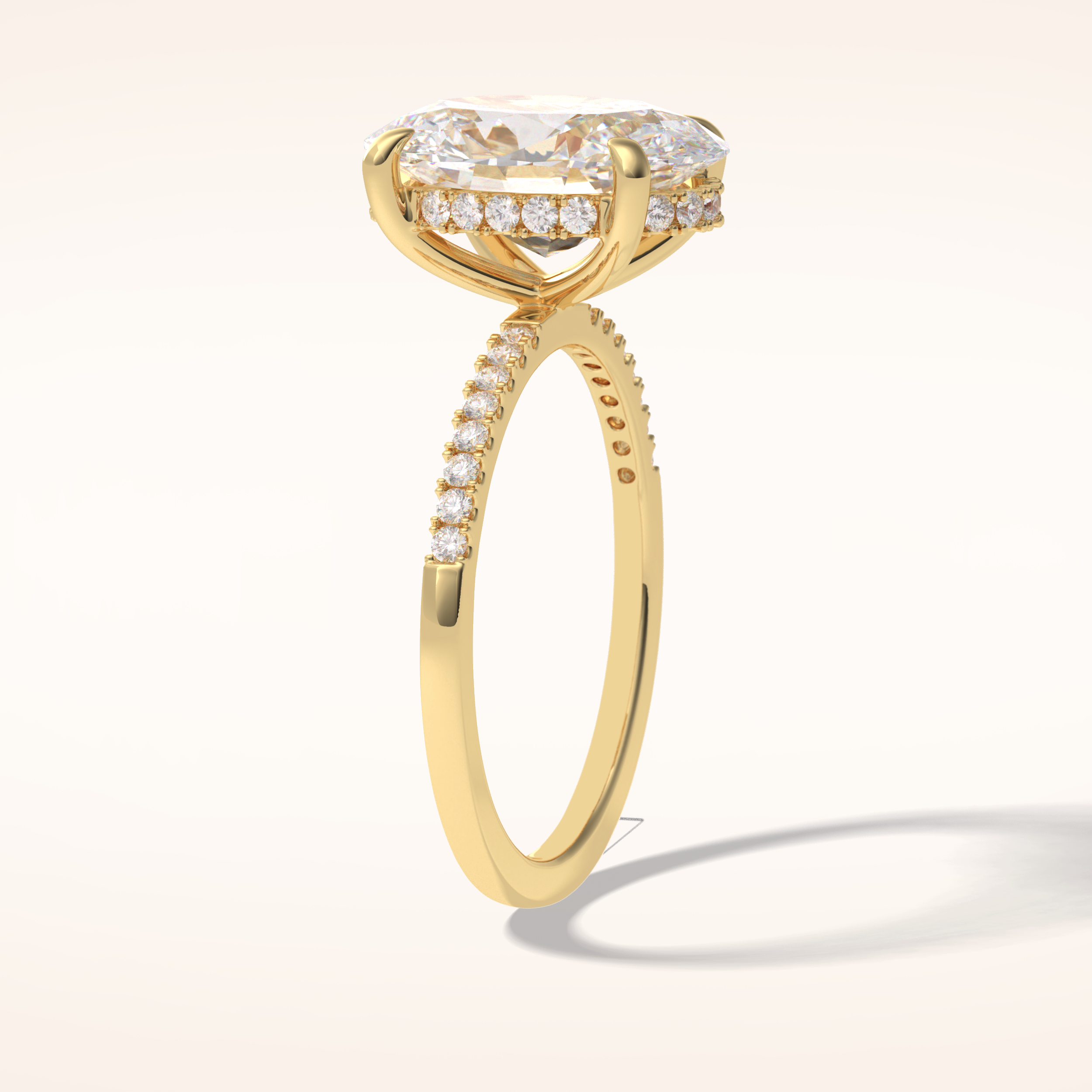 3.54 CT Oval Shaped Hidden Halo & Pave Moissanite Engagement Ring