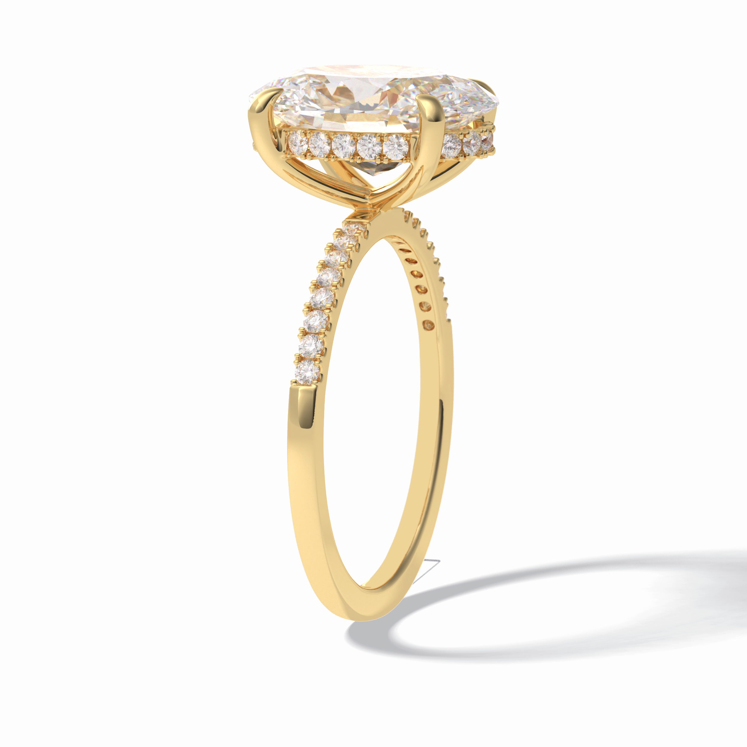 Oval Cut Hidden Halo & Pave Lab Grown Diamond Engagement Ring