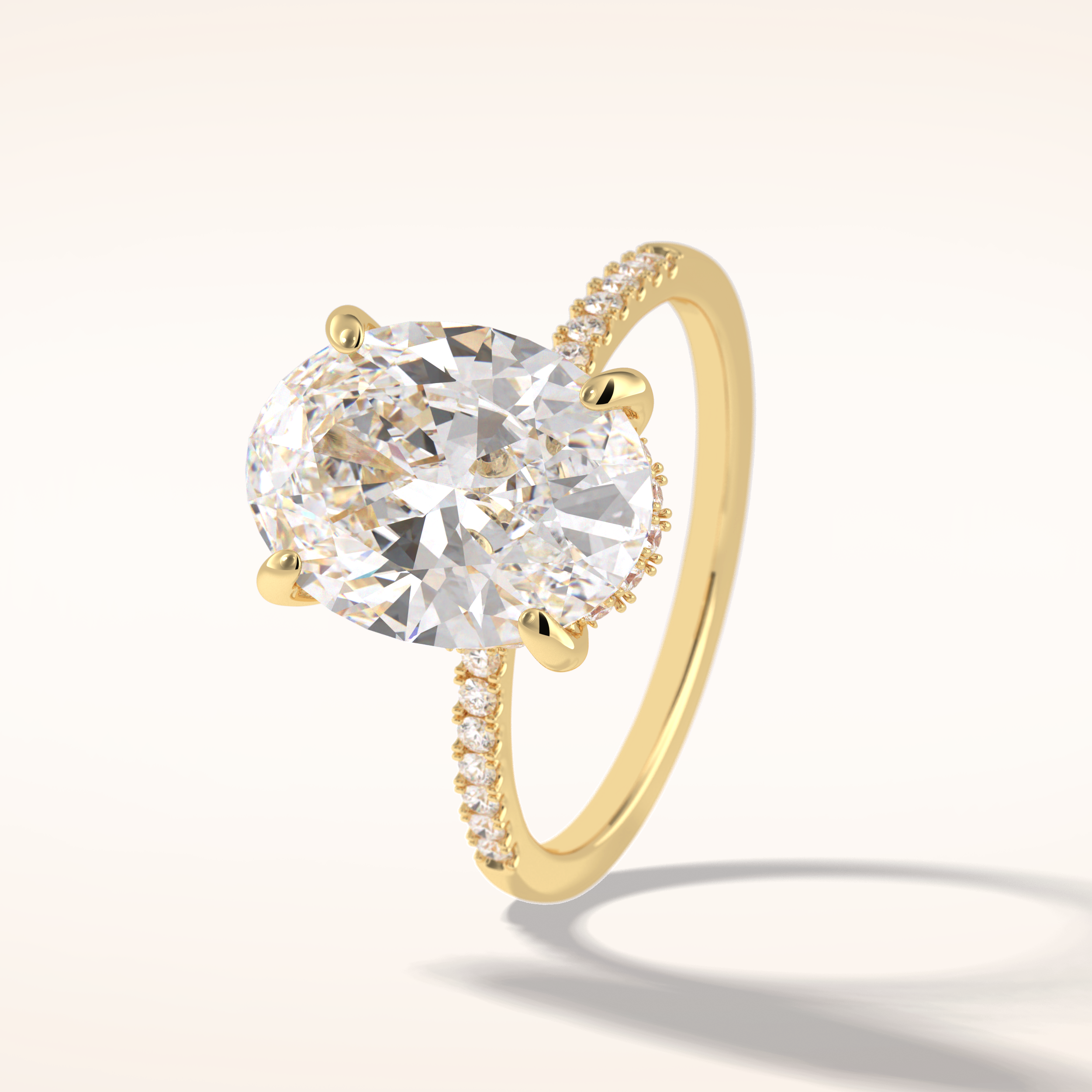 3.54 CT Oval Shaped Hidden Halo & Pave Moissanite Engagement Ring