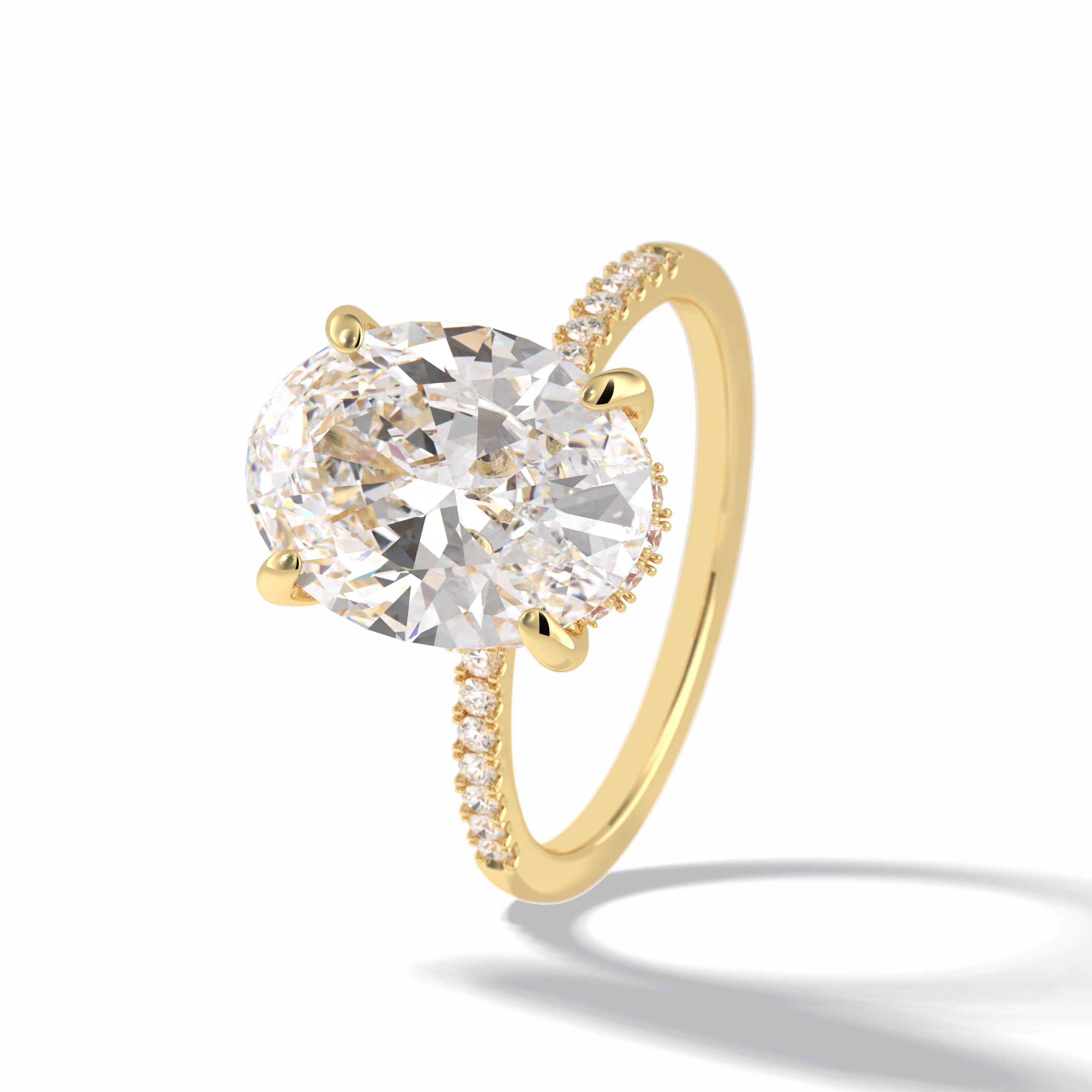 Oval Cut Hidden Halo & Pave Lab Grown Diamond Engagement Ring