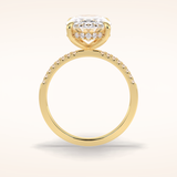 3.54 CT Oval Shaped Hidden Halo & Pave Moissanite Engagement Ring