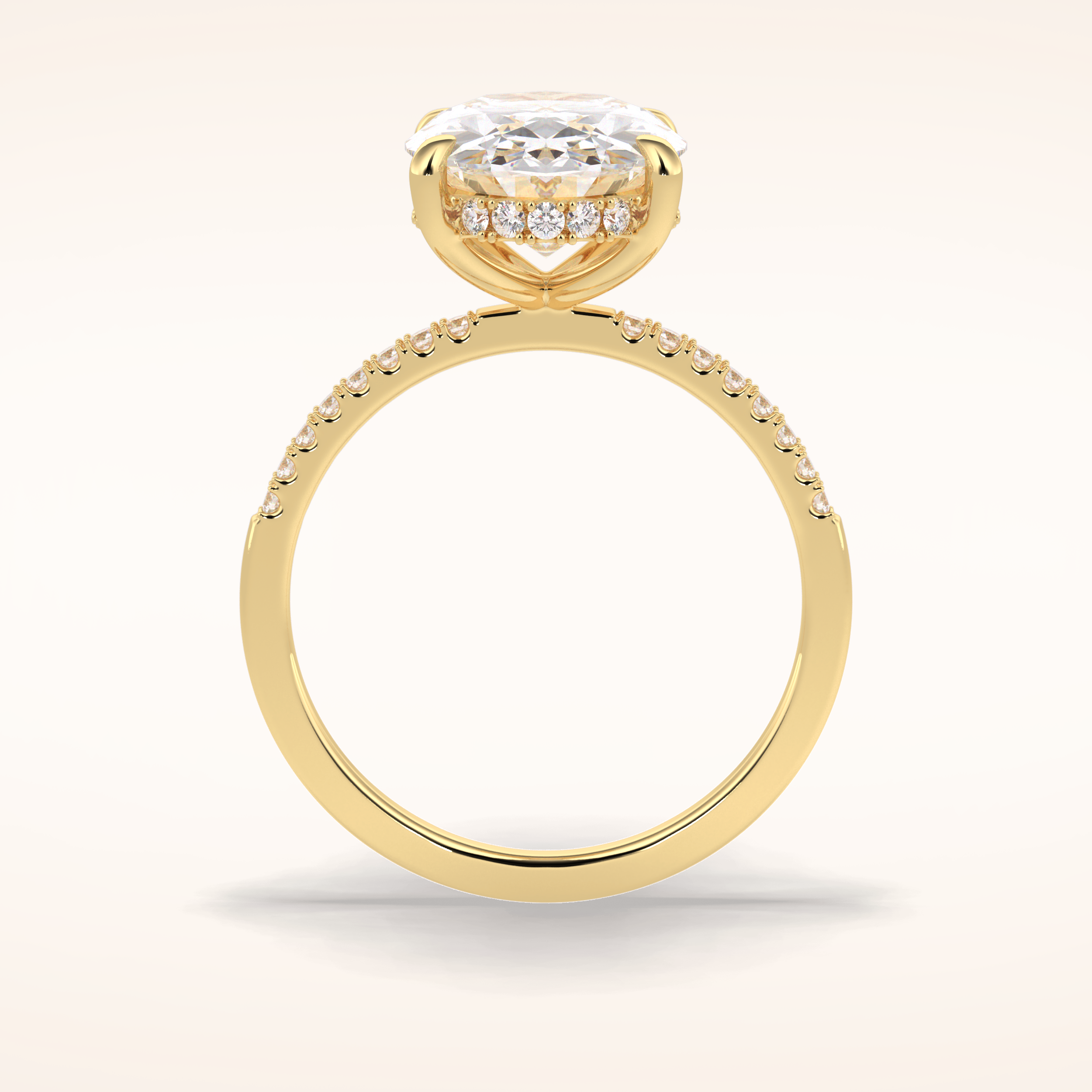 3.54 CT Oval Shaped Hidden Halo & Pave Moissanite Engagement Ring