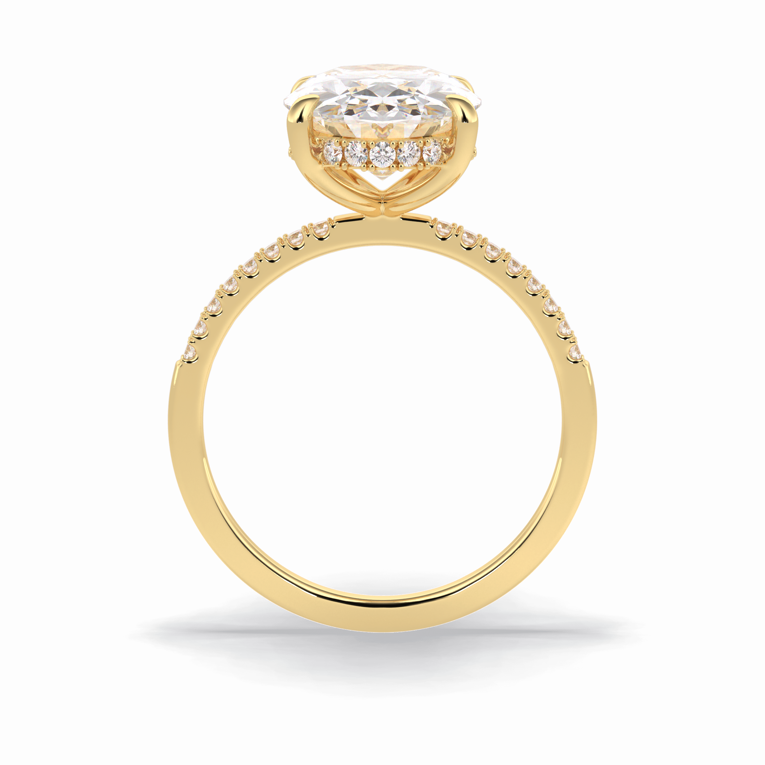 Oval Cut Hidden Halo & Pave Lab Grown Diamond Engagement Ring