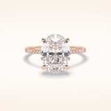3.54 CT Oval Shaped Hidden Halo & Pave Moissanite Engagement Ring