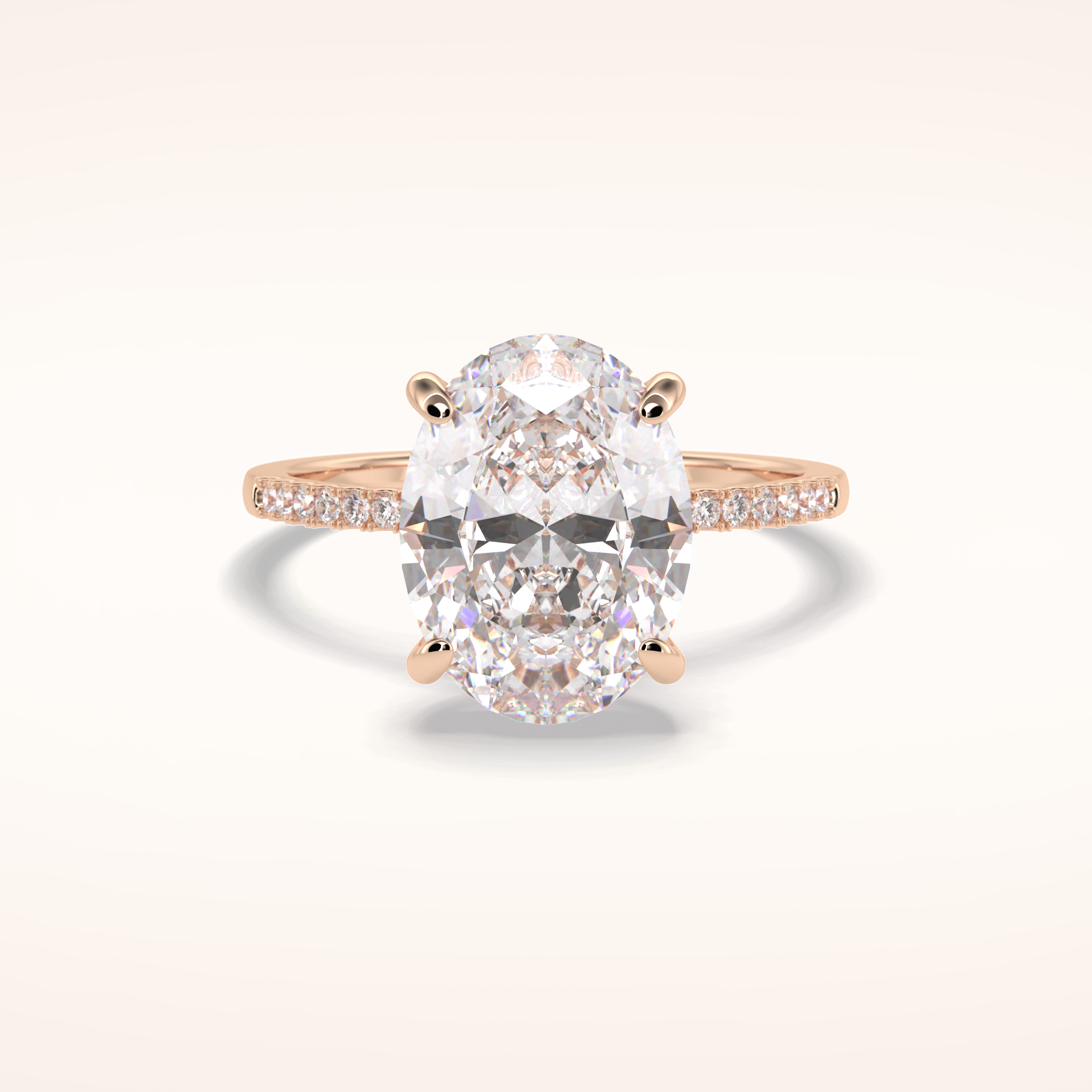 3.54 CT Oval Shaped Hidden Halo & Pave Moissanite Engagement Ring