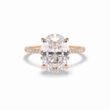 Oval Cut Hidden Halo & Pave Lab Grown Diamond Engagement Ring