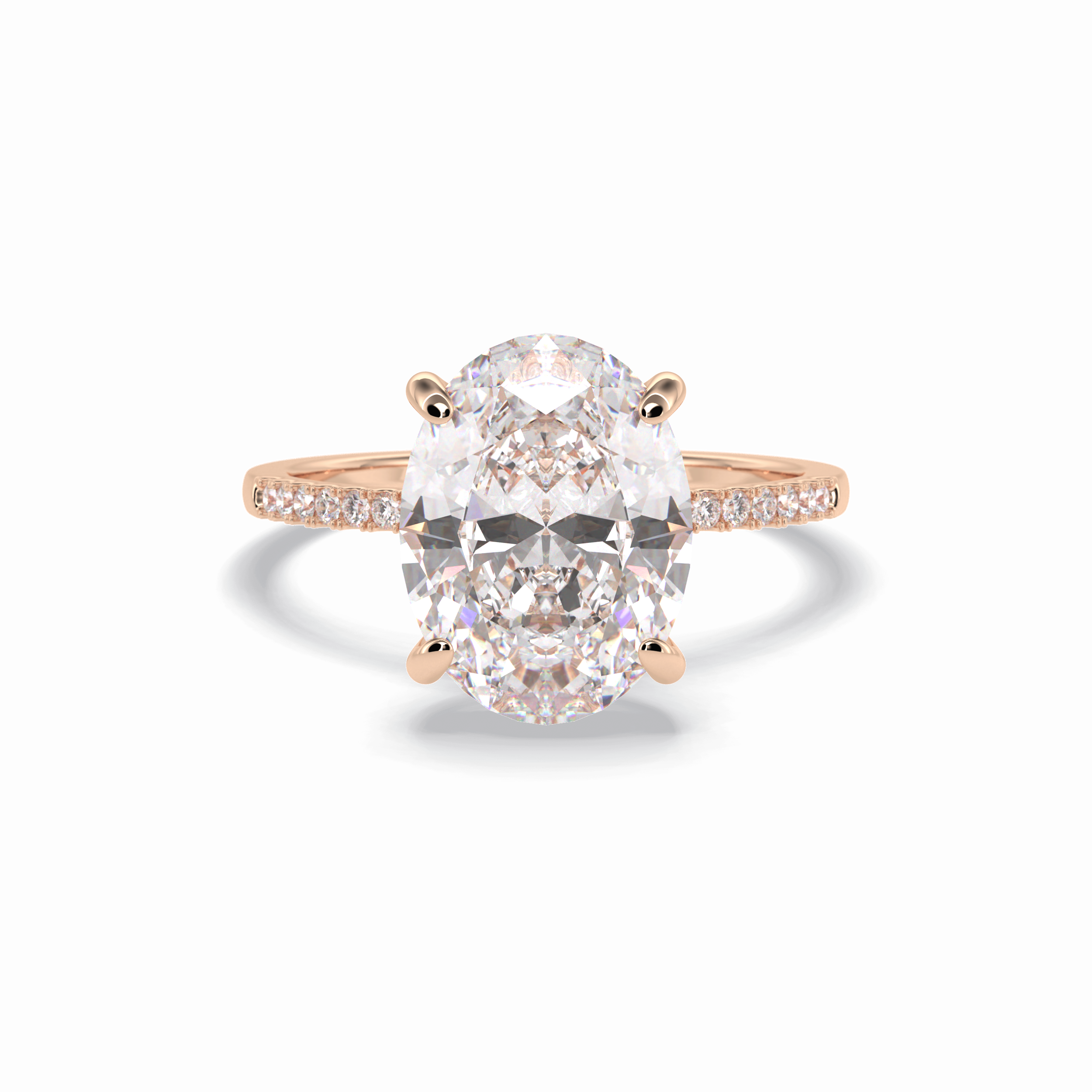 Oval Cut Hidden Halo & Pave Lab Grown Diamond Engagement Ring