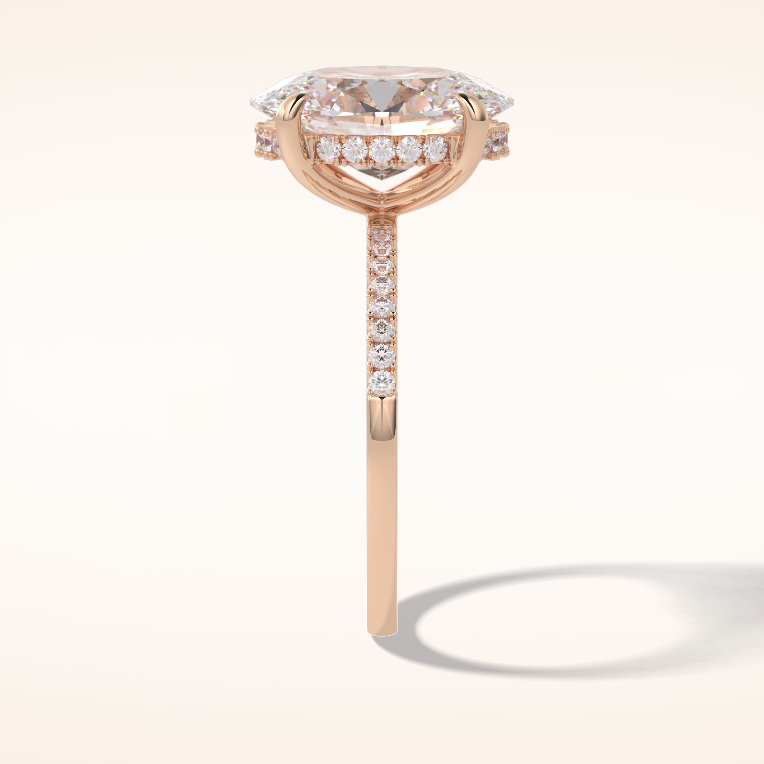 3.54 CT Oval Shaped Hidden Halo & Pave Moissanite Engagement Ring