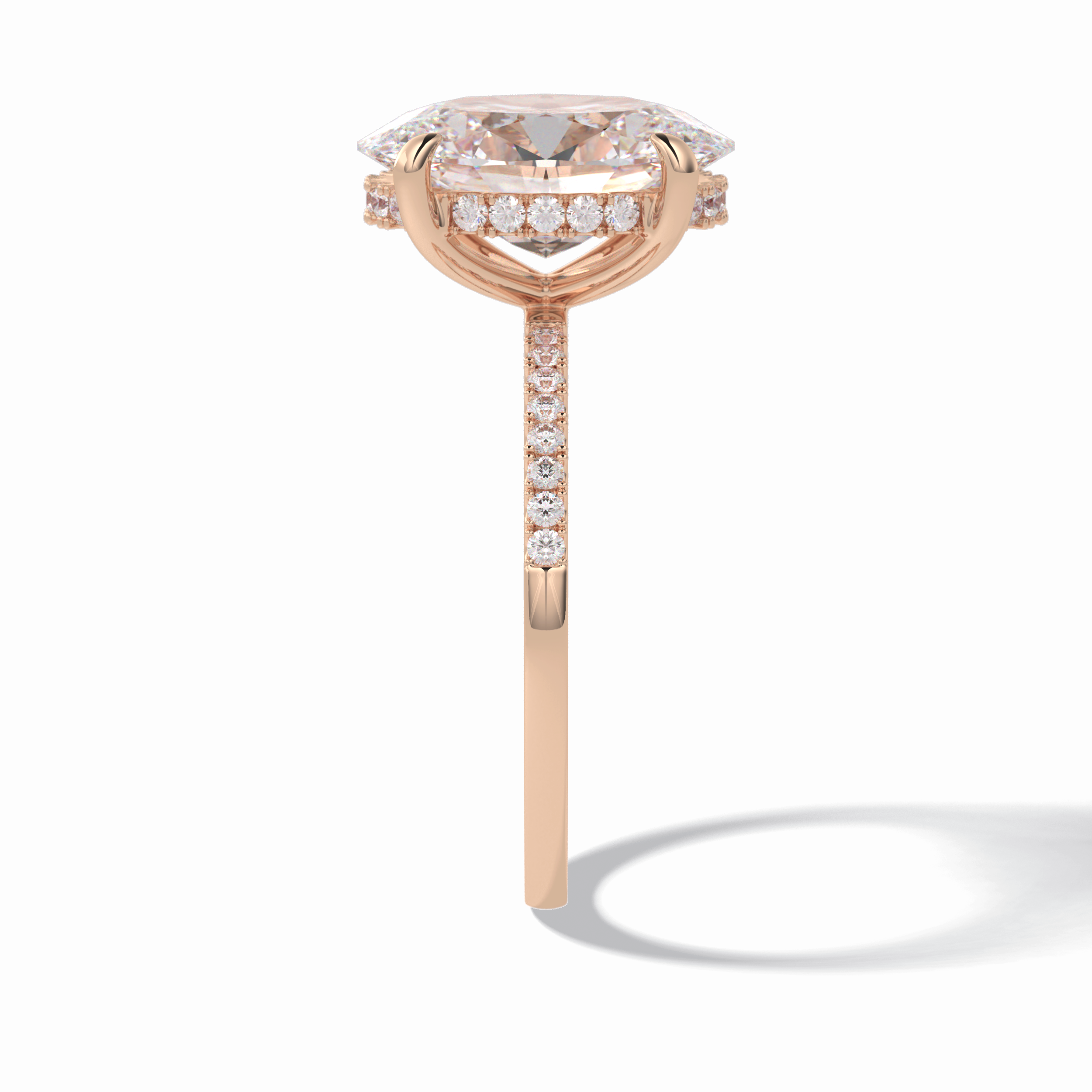 Oval Cut Hidden Halo & Pave Lab Grown Diamond Engagement Ring