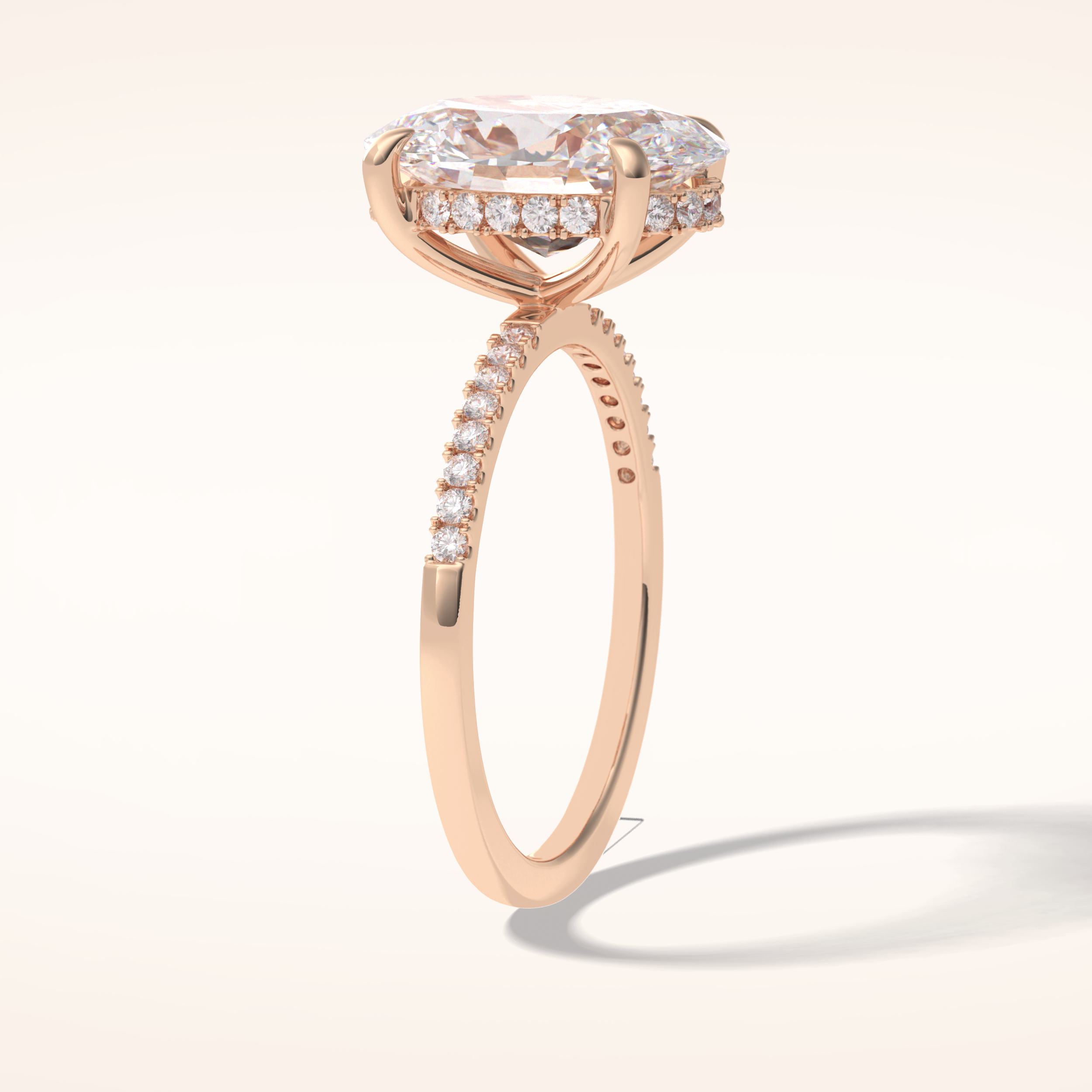 3.54 CT Oval Shaped Hidden Halo & Pave Moissanite Engagement Ring