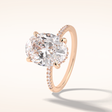 3.54 CT Oval Shaped Hidden Halo & Pave Moissanite Engagement Ring