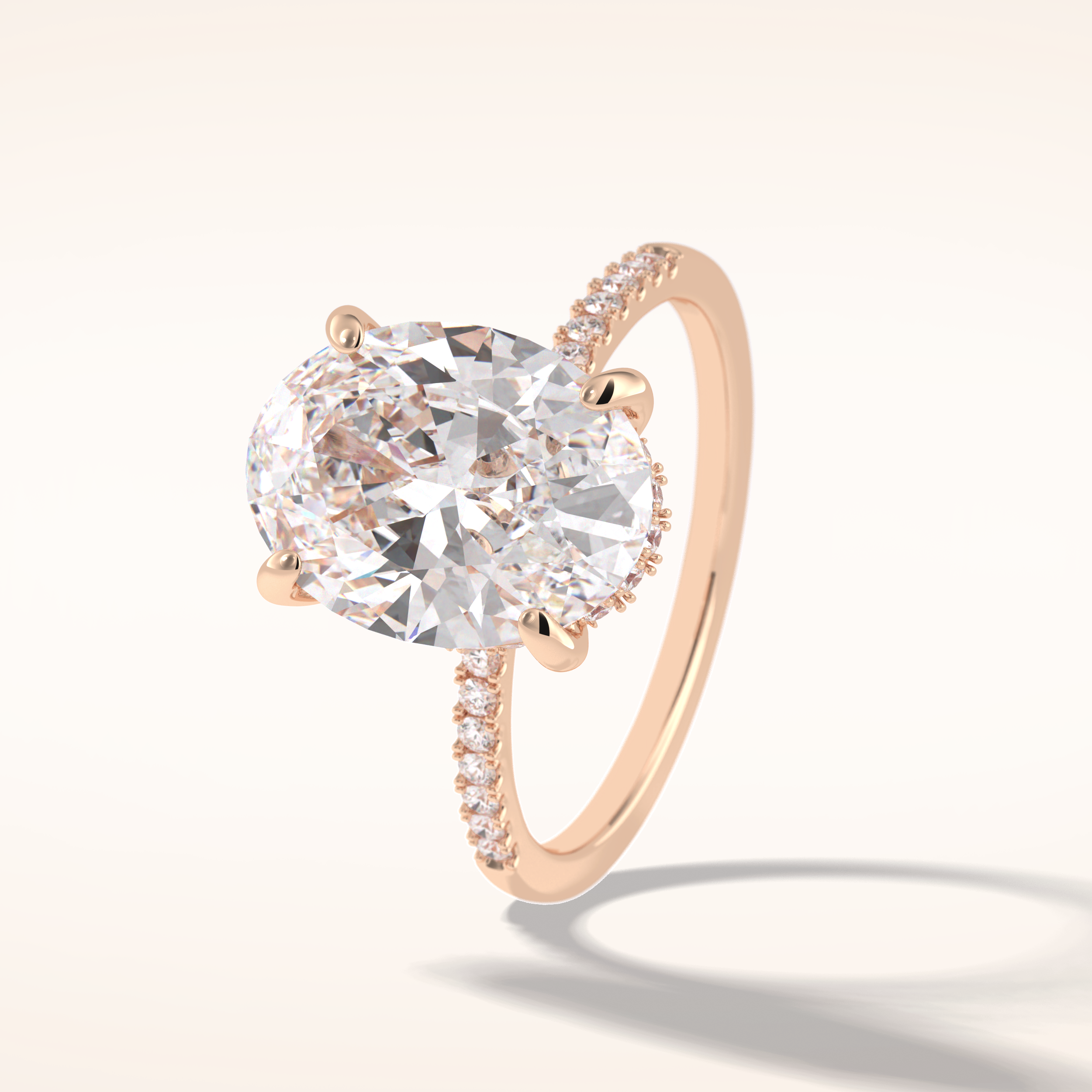3.54 CT Oval Shaped Hidden Halo & Pave Moissanite Engagement Ring