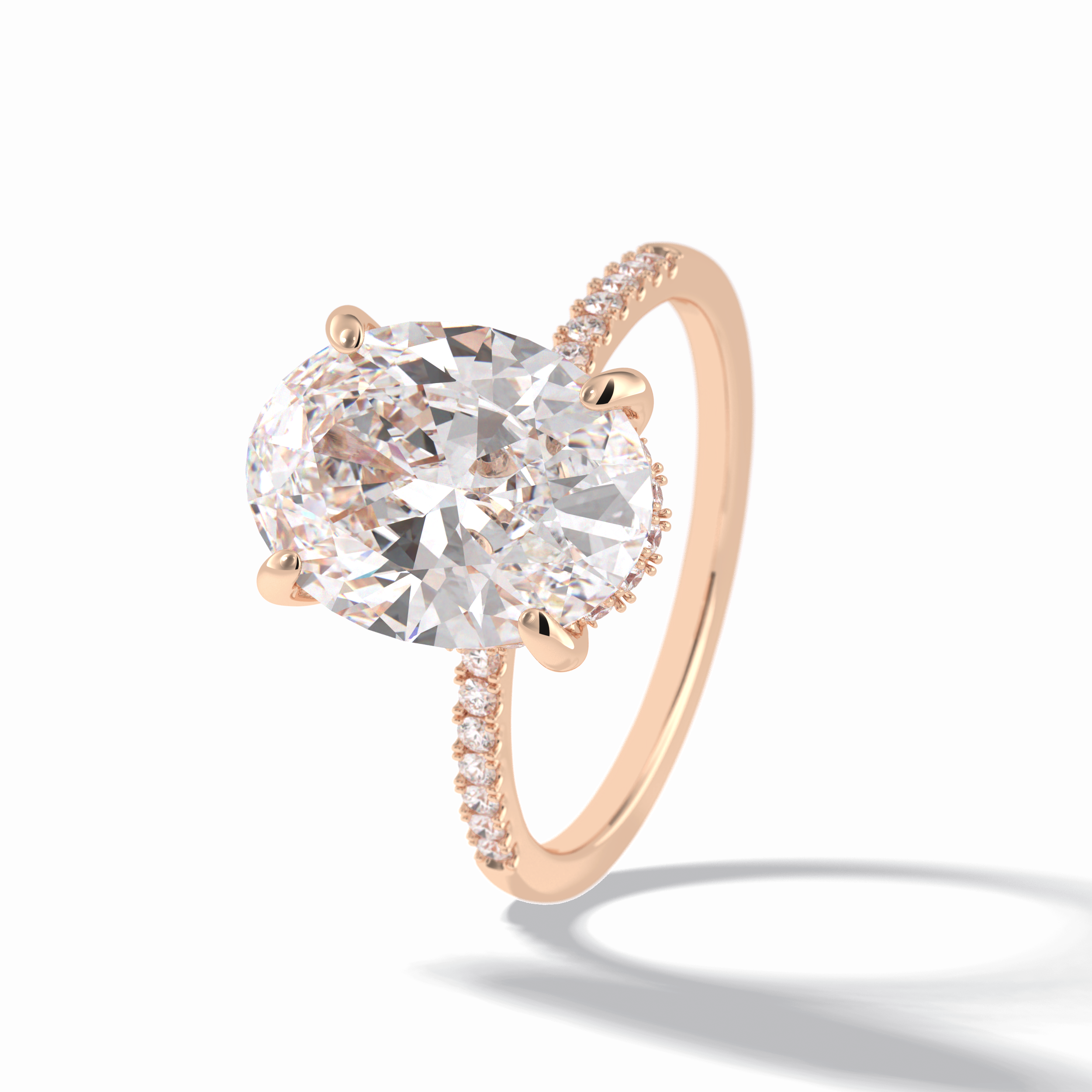 Oval Cut Hidden Halo & Pave Lab Grown Diamond Engagement Ring