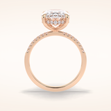 3.54 CT Oval Shaped Hidden Halo & Pave Moissanite Engagement Ring