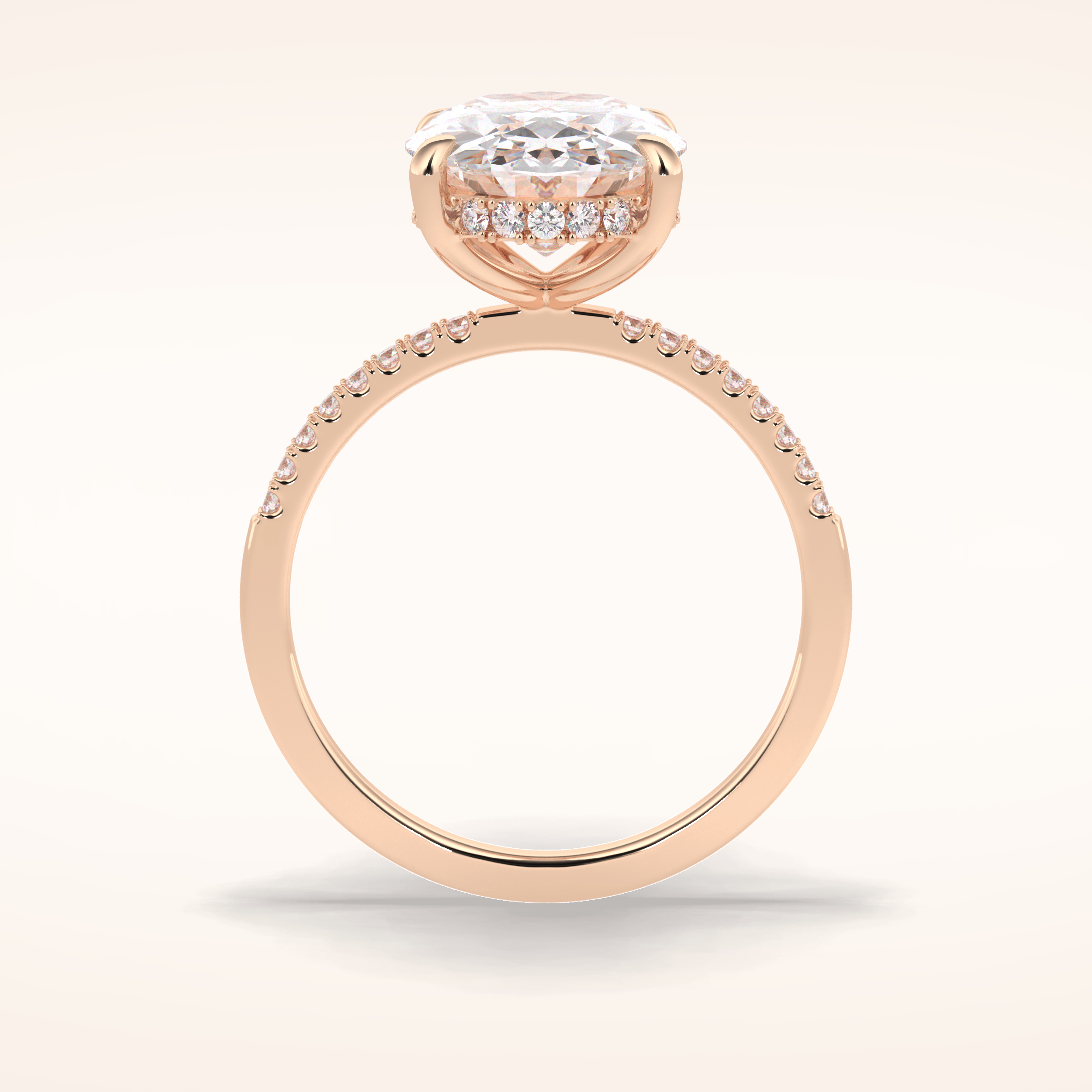 3.54 CT Oval Shaped Hidden Halo & Pave Moissanite Engagement Ring