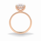 Oval Cut Hidden Halo & Pave Lab Grown Diamond Engagement Ring