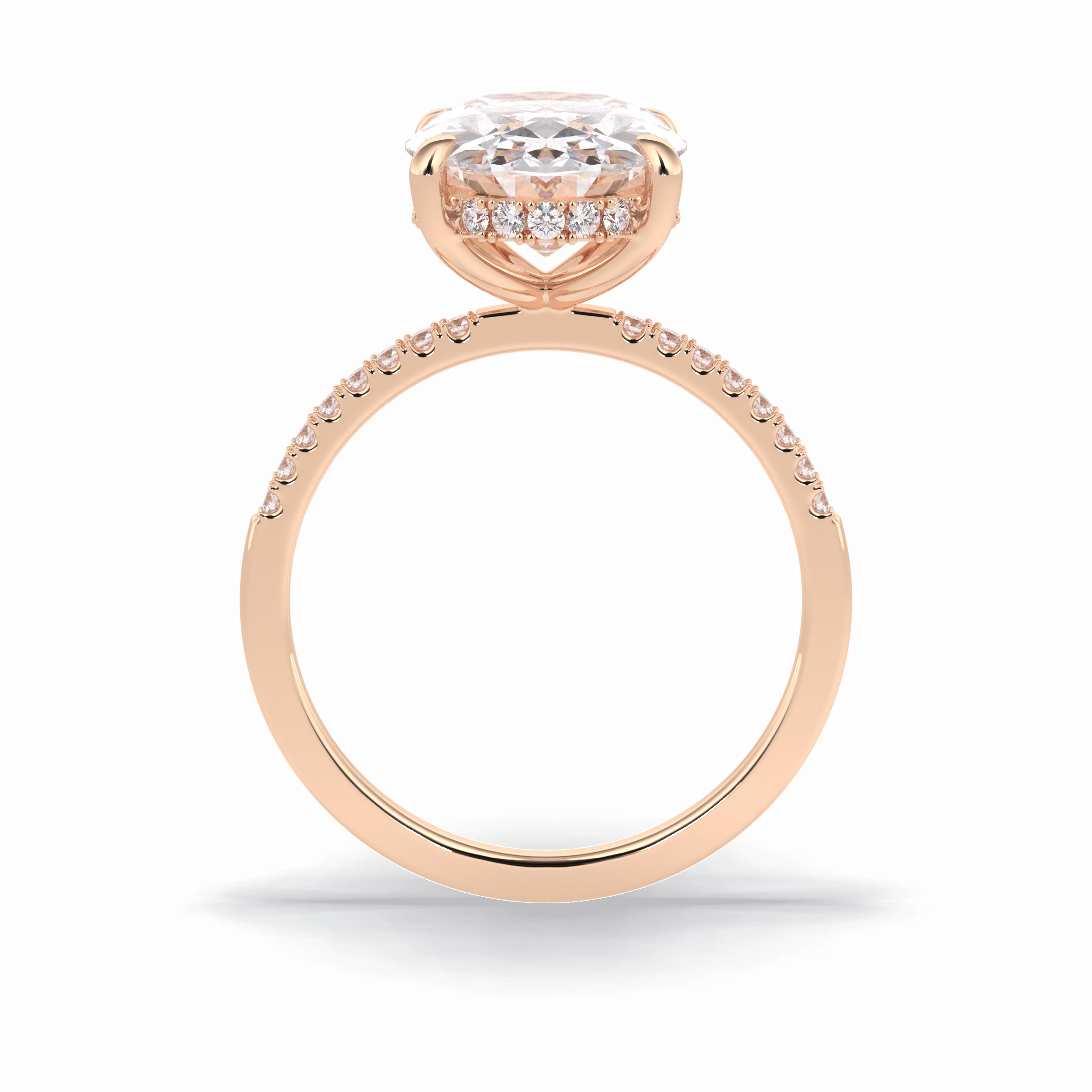 Oval Cut Hidden Halo & Pave Lab Grown Diamond Engagement Ring