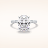 3.54 CT Oval Shaped Hidden Halo & Pave Moissanite Engagement Ring