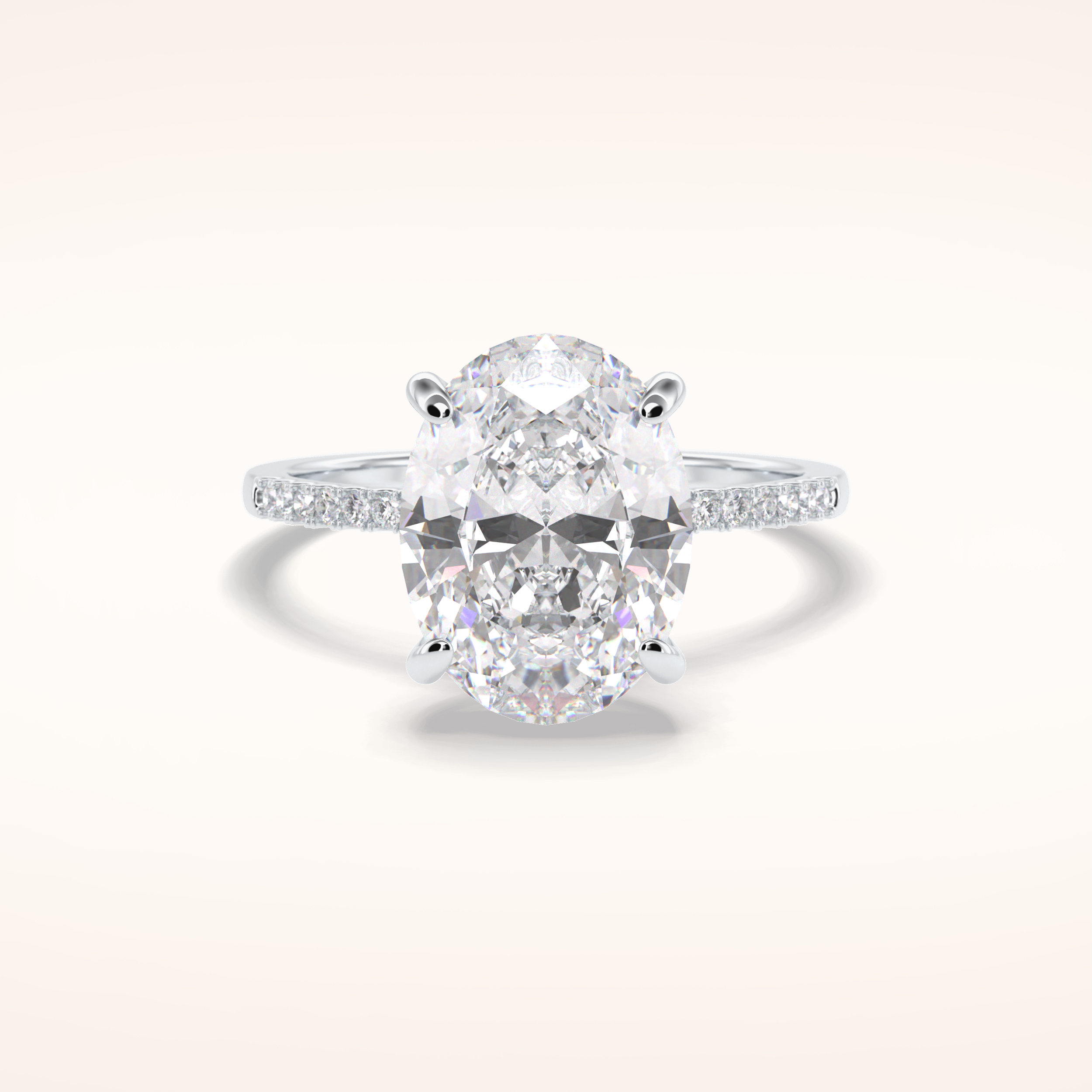 3.54 CT Oval Shaped Hidden Halo & Pave Moissanite Engagement Ring