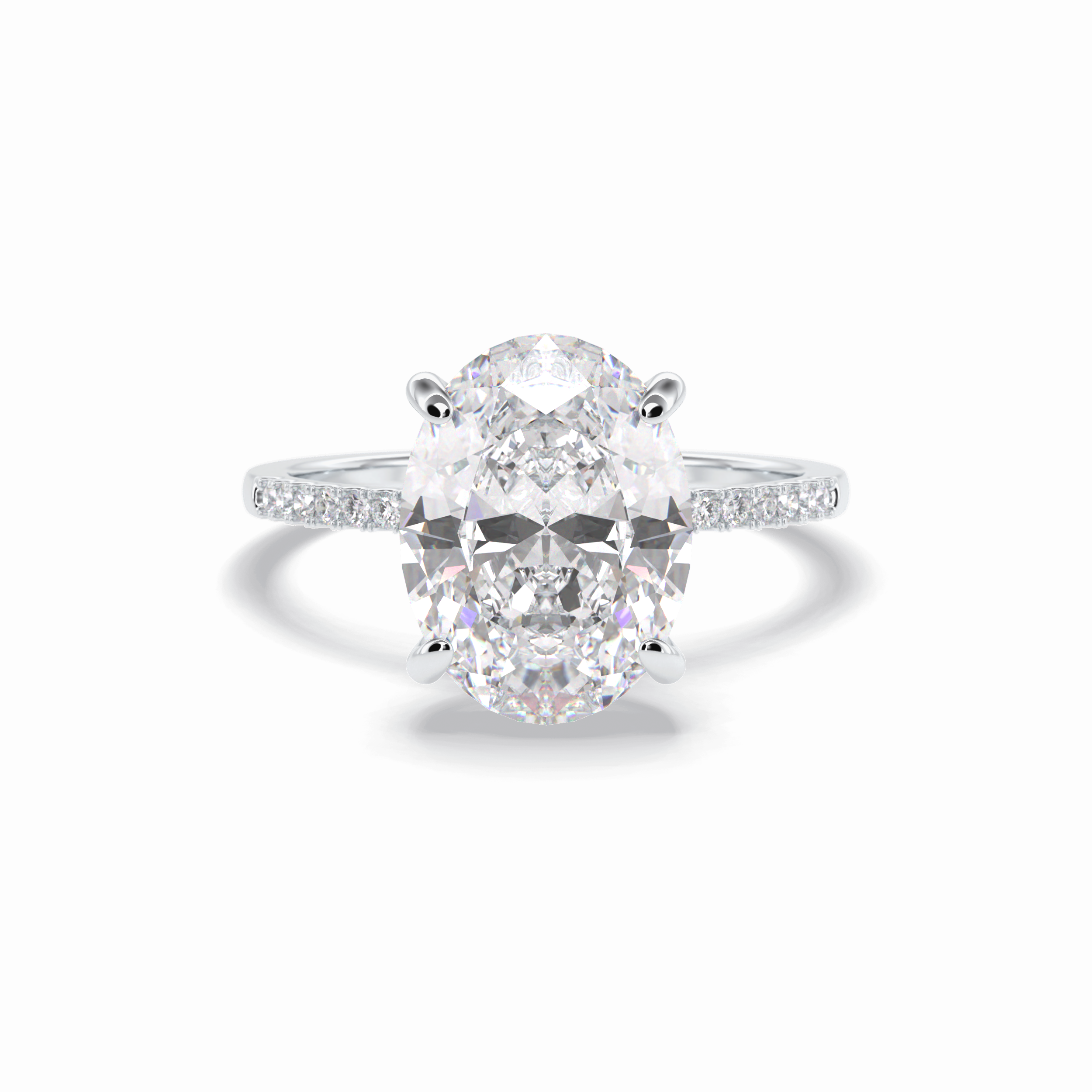Oval Cut Hidden Halo & Pave Lab Grown Diamond Engagement Ring