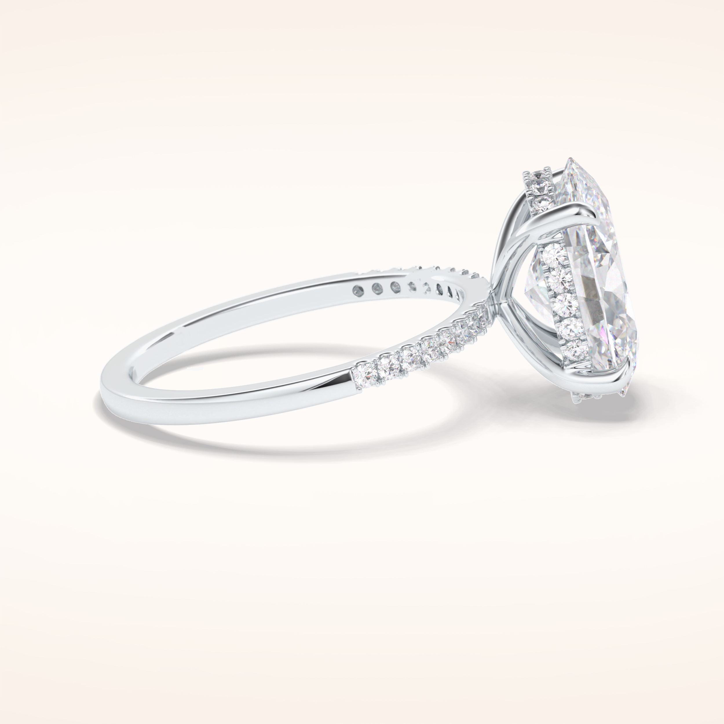 3.54 CT Oval Shaped Hidden Halo & Pave Moissanite Engagement Ring