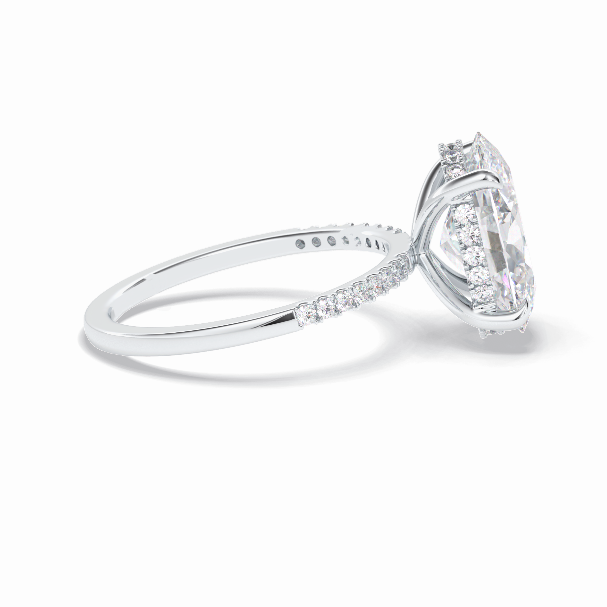 Oval Cut Hidden Halo & Pave Lab Grown Diamond Engagement Ring