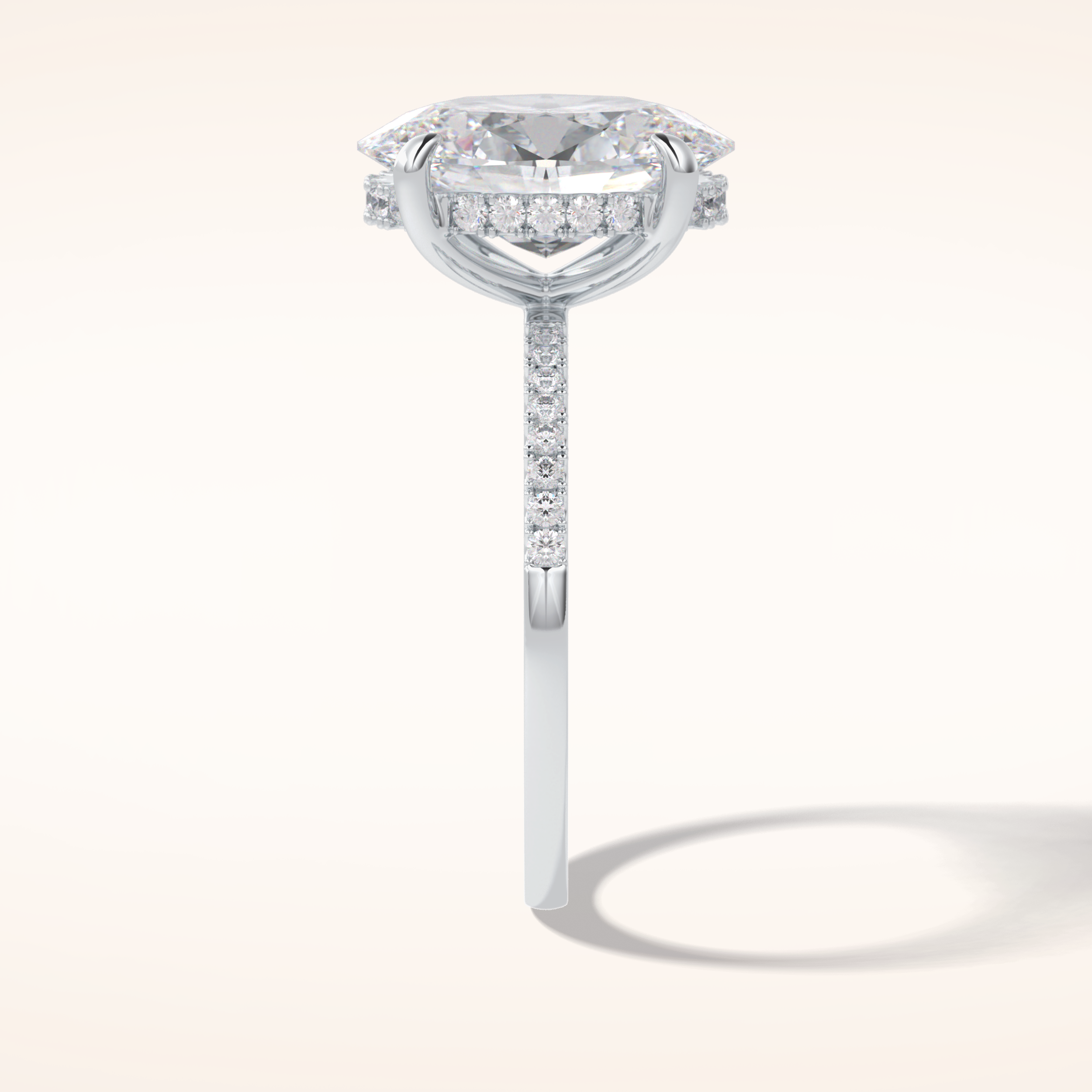 3.54 CT Oval Shaped Hidden Halo & Pave Moissanite Engagement Ring