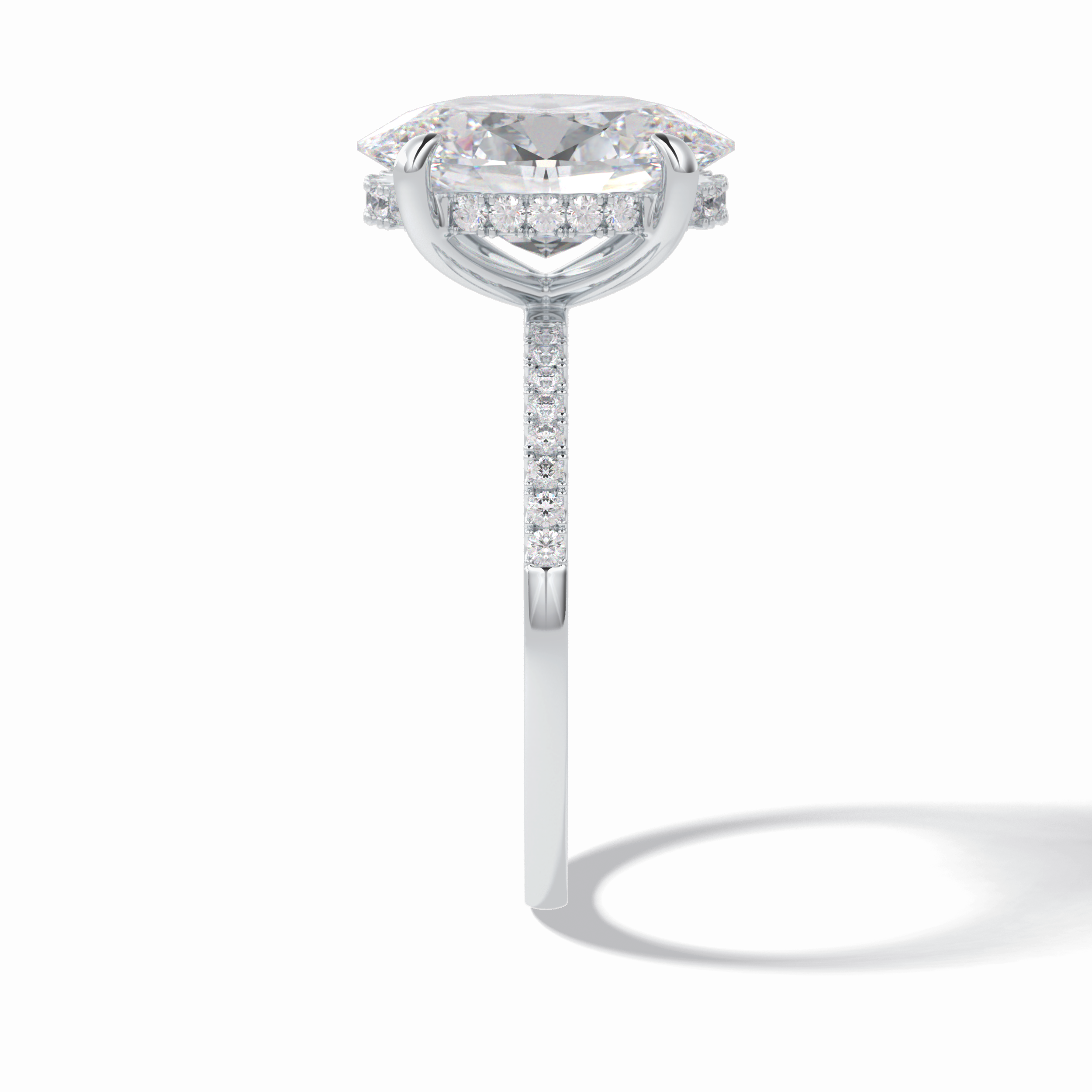 Oval Cut Hidden Halo & Pave Lab Grown Diamond Engagement Ring