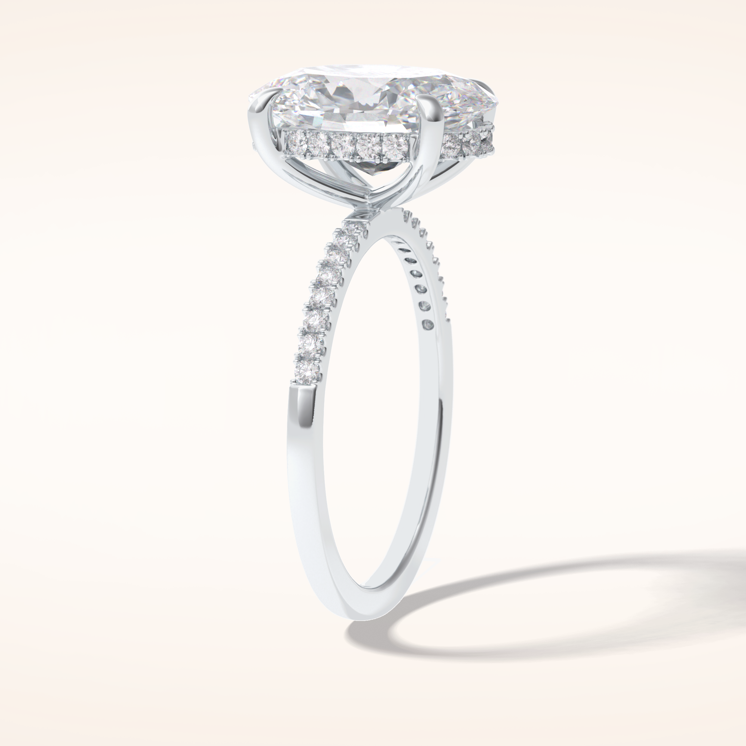 3.54 CT Oval Shaped Hidden Halo & Pave Moissanite Engagement Ring