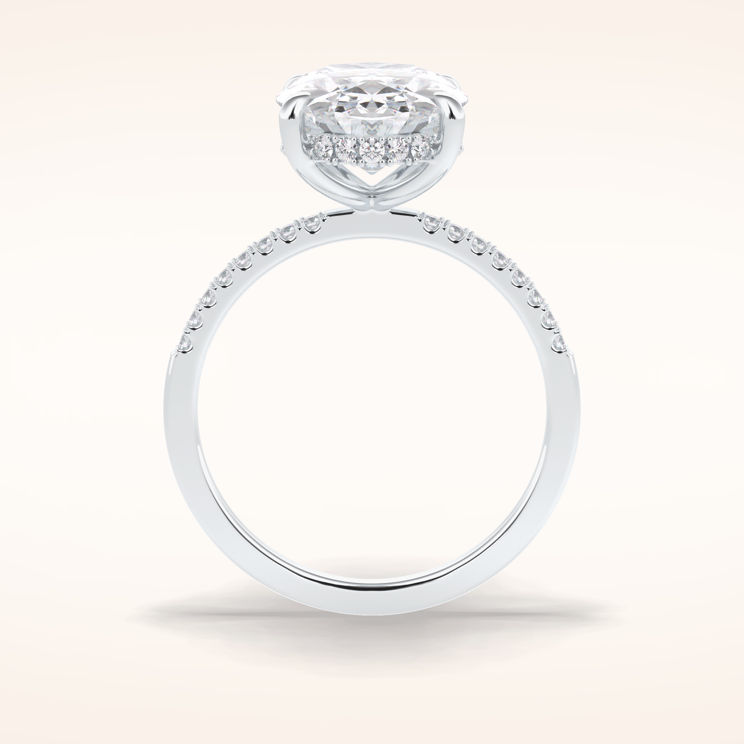 3.54 CT Oval Shaped Hidden Halo & Pave Moissanite Engagement Ring