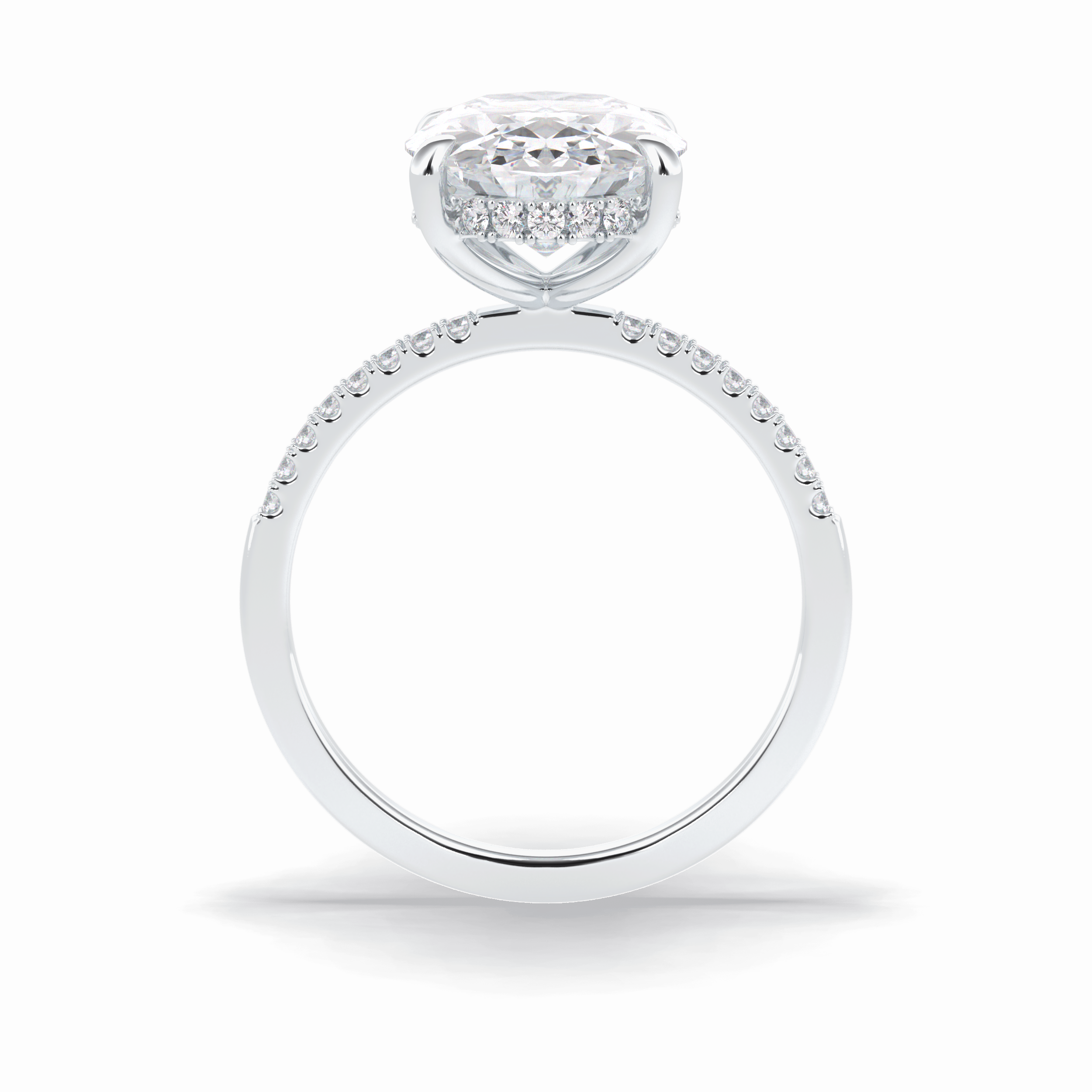 Oval Cut Hidden Halo & Pave Lab Grown Diamond Engagement Ring