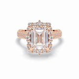 Emerald Cut Halo & Pave Lab Grown Diamond Engagement Ring