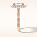 3 CT Emerald Shaped Halo & Pave Moissanite Engagement Ring