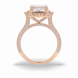 Emerald Cut Halo & Pave Lab Grown Diamond Engagement Ring