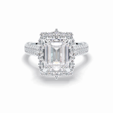 Emerald Cut Halo & Pave Lab Grown Diamond Engagement Ring