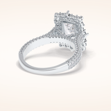 3 CT Emerald Shaped Halo & Pave Moissanite Engagement Ring