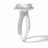 Emerald Cut Halo & Pave Lab Grown Diamond Engagement Ring
