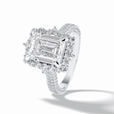 Emerald Cut Halo & Pave Lab Grown Diamond Engagement Ring