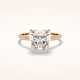 3 CT Heart Shaped Hidden Halo & Pave Moissanite Engagement Ring