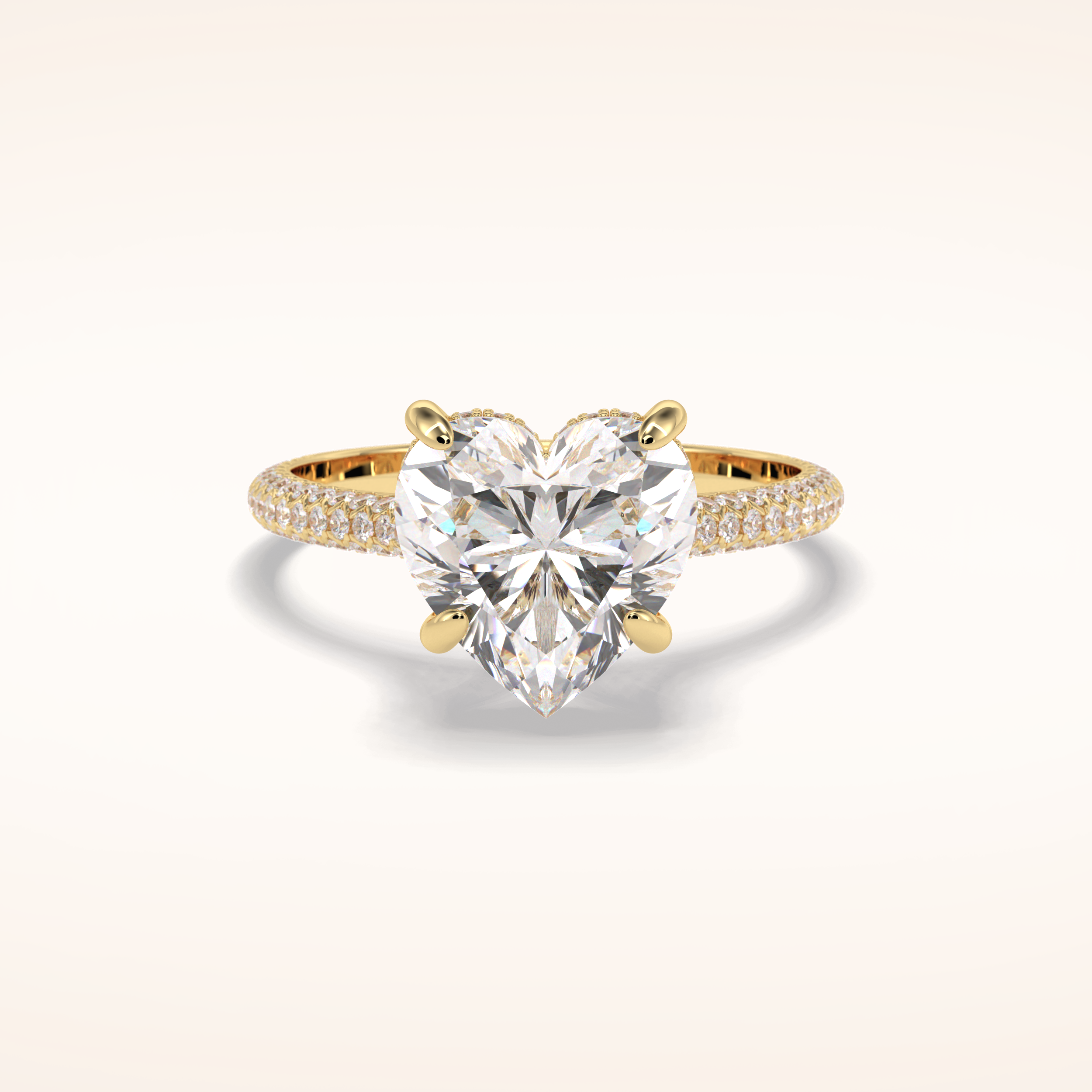 3 CT Heart Shaped Hidden Halo & Pave Moissanite Engagement Ring