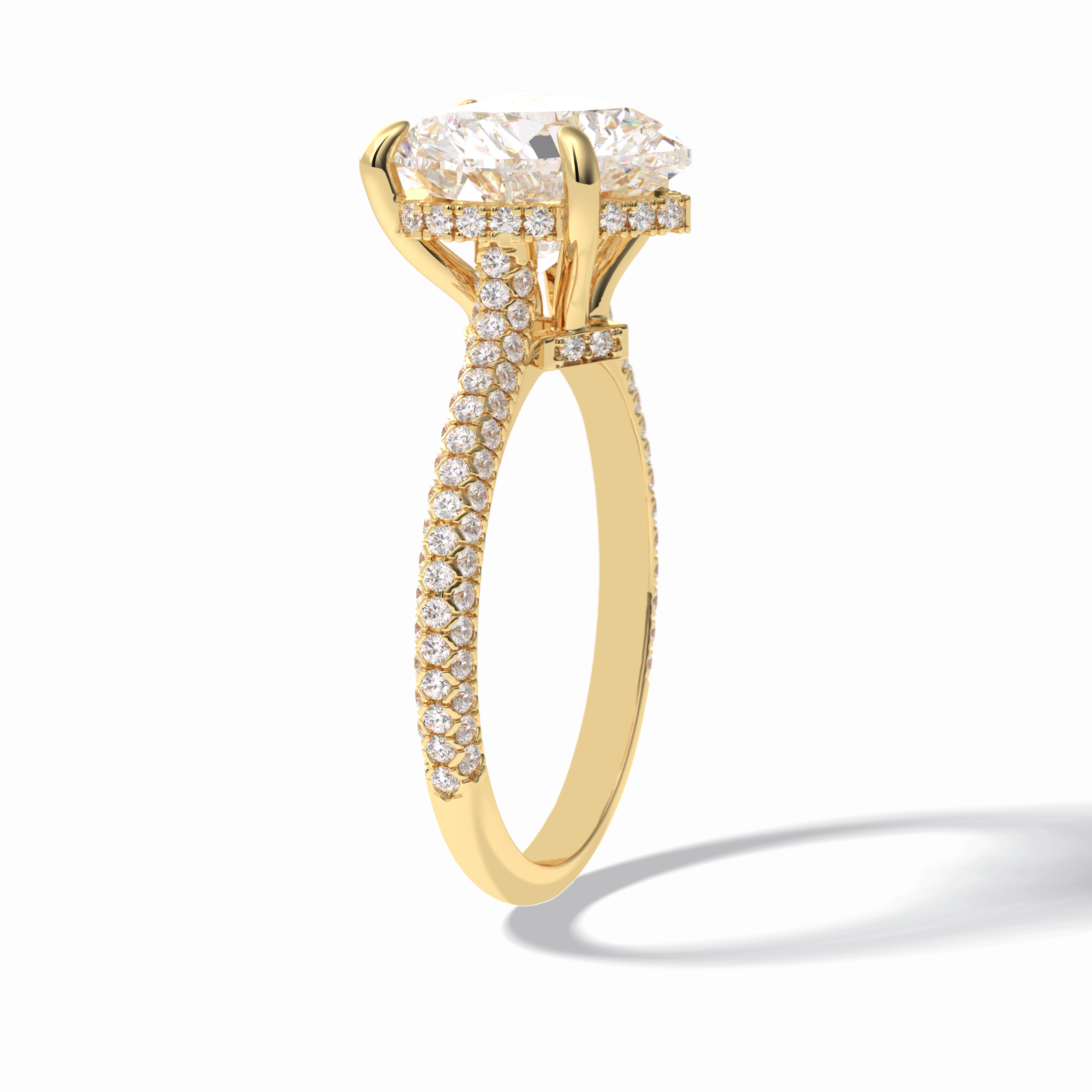Heart Cut Hidden Halo & Pave Lab Grown Diamond Engagement Ring