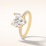 3 CT Heart Shaped Hidden Halo & Pave Moissanite Engagement Ring
