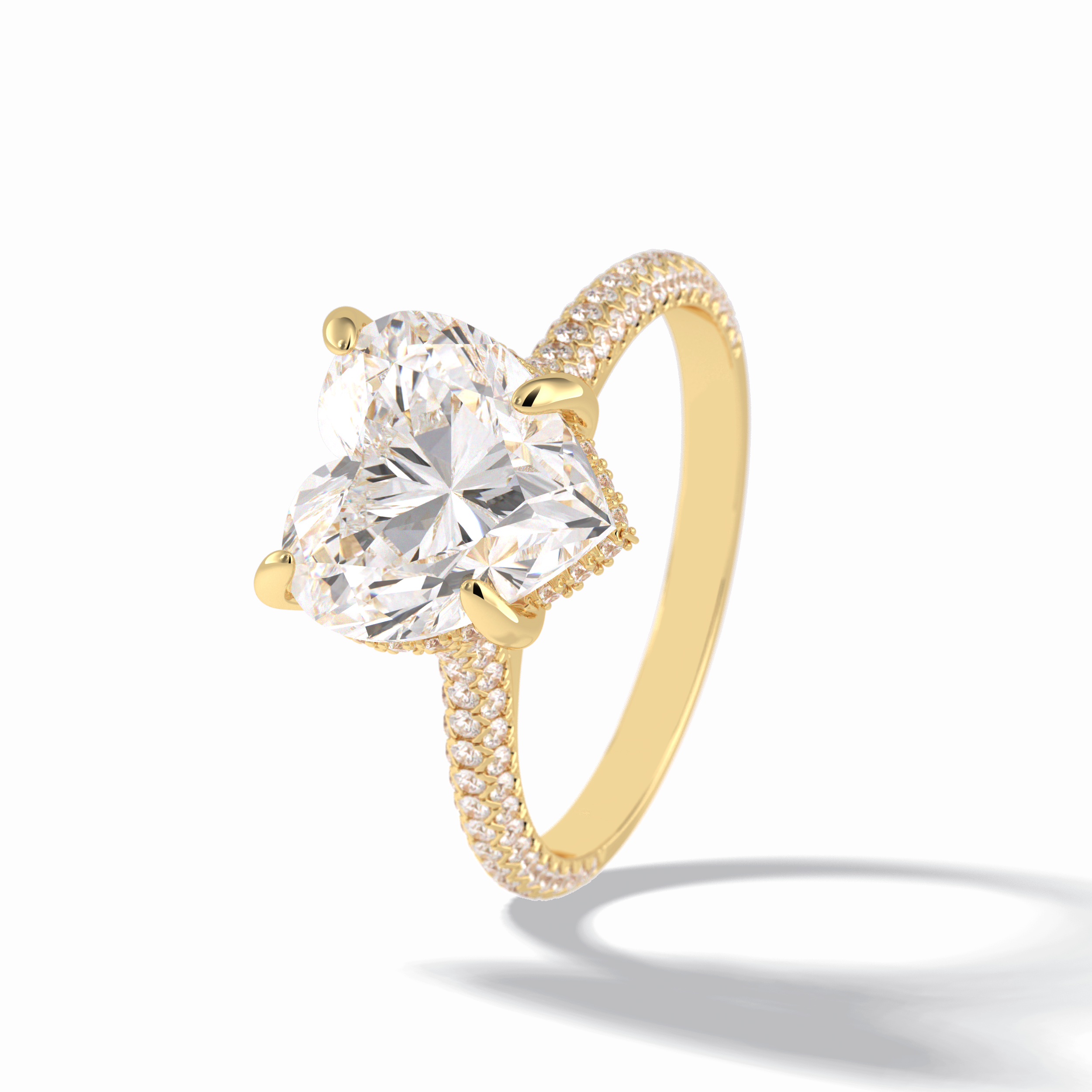 Heart Cut Hidden Halo & Pave Lab Grown Diamond Engagement Ring
